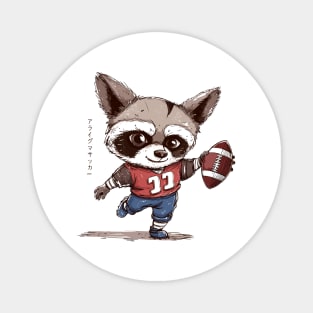 Funny Racoon Football With Kanji Magnet